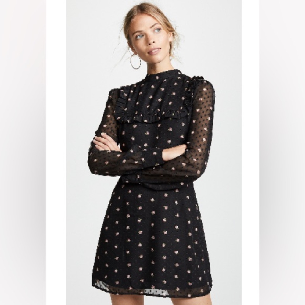 WAYF | Black floral mini dress | Size S